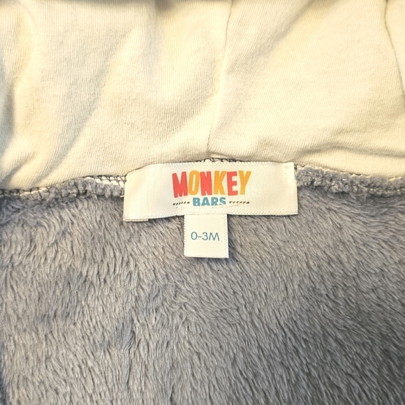 Monkey Bars Blue & White Fleece Teddy Bear Bunting Suit 0-3M - Picture 2 of 2